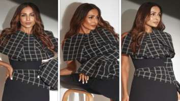 Malaika Arora makes a statement in a checkered OTT collar and one shoulder midi dress worth Rs. 72,000