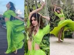 Mouni Roy looks dreamy in a green flowy dress