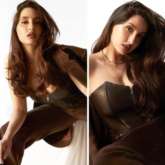 Nora Fatehi gives major boss vibes in a leather corset with high waisted brown trousers