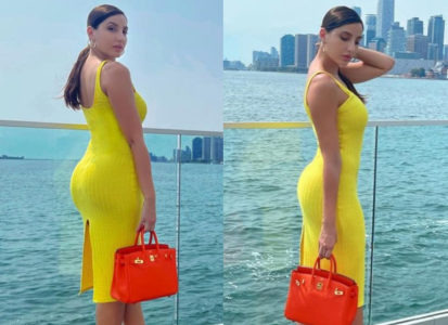 Nora Fatehi pairs semi sheer lacy corset with skinny denims, carries Hermès Birkin  bag worth Rs. 7 lakhs 7 : Bollywood News - Bollywood Hungama