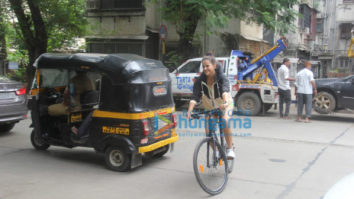 Photos: Aisha Sharma snapped during a cycle ride in Bandra
