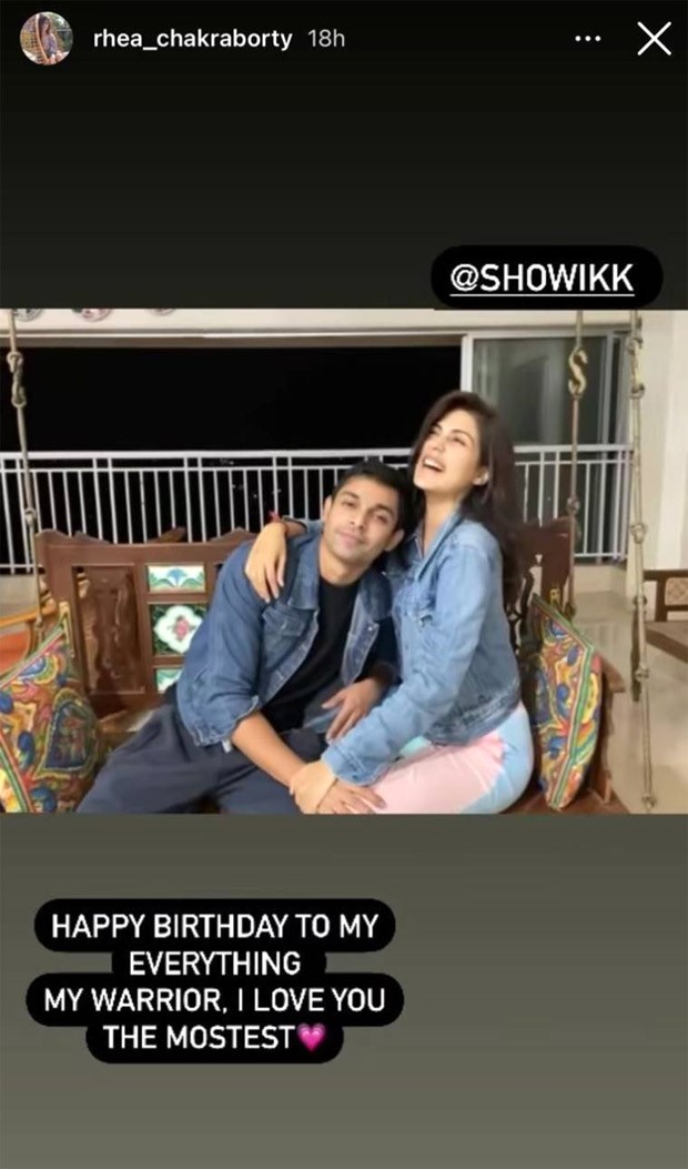 Rhea Chakraborty celebrates brother Showik Chakraborty's birthday at home; calls him 'warrior'