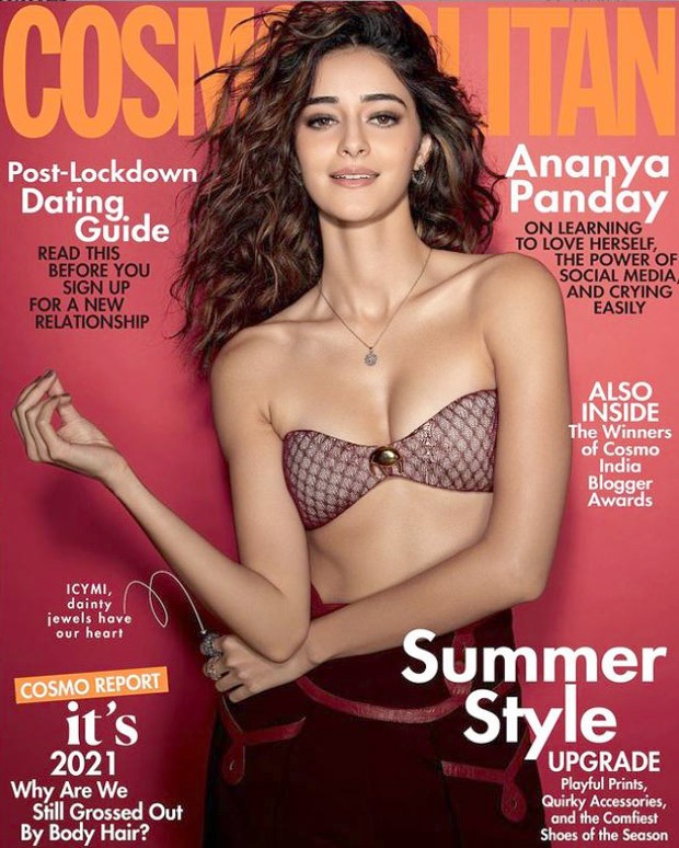 Ananya Panday looks resplendent in an all- maroon look for the cover of Cosmopolitan