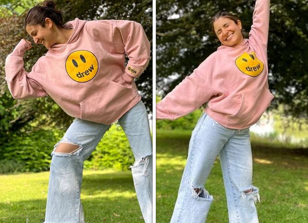 Anushka Sharma is the happiest as she strikes some fun poses at a park in London