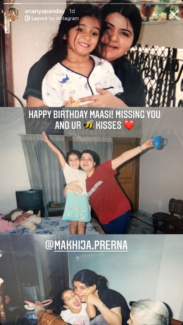 Ananya Panday sends her Maasi birthday greetings with previously glimpsed childhood photos, writing, "Missing you"