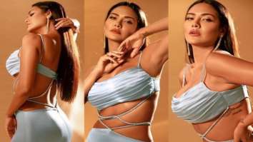 Esha Gupta follows midriff flossing trend in ice blue satin bodycon gown