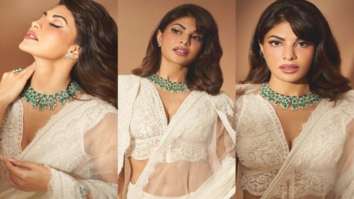 Jacqueline Fernandez is a vision in pale whites look that takes you back to the 90s