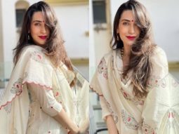 Karisma Kapoor stuns in ivory anarkali set by Punit Balana worth Rs. 22,500