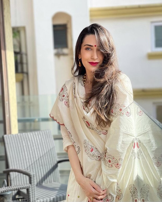 Karisma Kapoor stuns in ivory anarkali set by Punit Balana worth Rs. 22,500