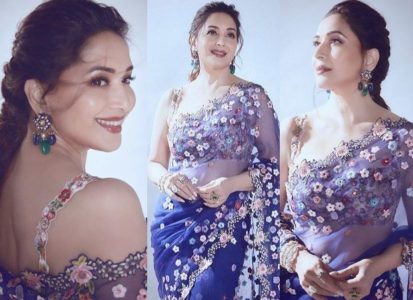 X Madhuri Dixit - Madhuri Dixit dons a regal blue Rahul Mishra creation with embellishments  worth Rs. 1.1 lakh 1 : Bollywood News - Bollywood Hungama