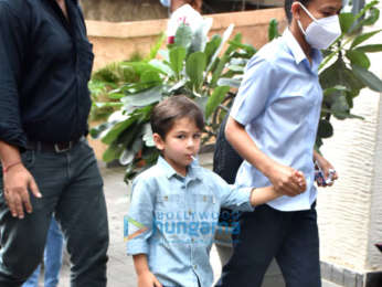 Photos: Ibrahim Ali Khan, Taimur Ali Khan, and Neha Dhupia with her daughter snapped at Soha Ali Khan's house for Inaaya's birthday