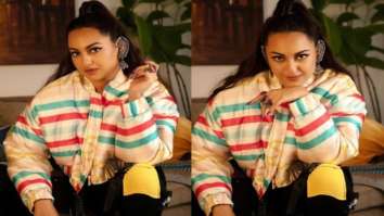 Sonakshi Sinha dons puffer multicolored jacket, pairs her look with traditional earrings