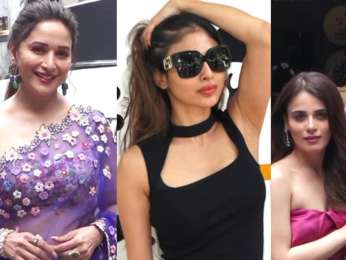Spotted: Madhuri Dixit and Mouni Roy at Dance Deewane set in Filmistan studios, Goregaon, Mumbai Spotted: Madhuri Dixit and Mouni Roy at Dance Deewane set in Filmistan studios, Goregaon, Mumbai