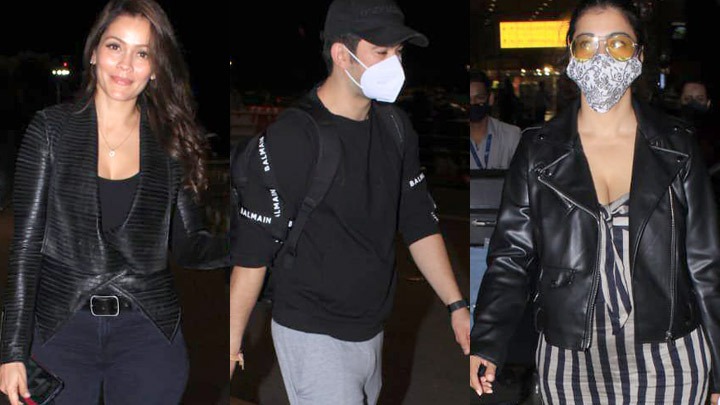 Waluscha De Sousa, Karan Deol, Kajol, Daisy Shah, Rahul Dev & Mugdha Godse at Airport
