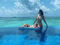 Amyra Dastur turns up the heat in blue bikini enjoying her floating breakfast during her vacation to the Maldives