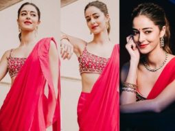 Ananya Panday stuns infuschia pink saree by Ridhi Mehra worth Rs. 88,900