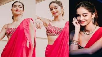 Ananya Panday stuns infuschia pink saree by Ridhi Mehra worth Rs. 88,900