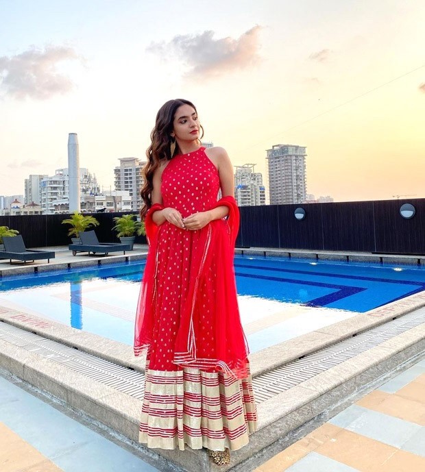 Anushka Sen looks beautiful in red anarkali dress Anushka Sen looks beautiful in red anarkali dress
