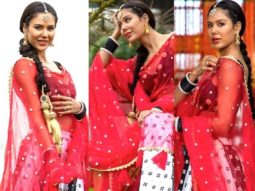 Honsla Rakh actress Sonam Bajwa turns heads in a gorgeous black and white designer lehenga