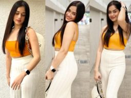 Jannat Zubair slays in a chic yellow spaghetti top styled with white bottoms