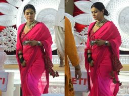 Kajol stuns us in bright pink saree during Durga Puja