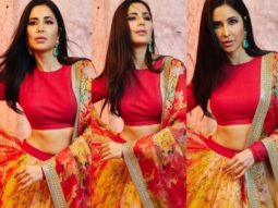 Katrina Kaif looks majestic in red floral lehenga by Sabyasachi for Sooryavanshi promotions