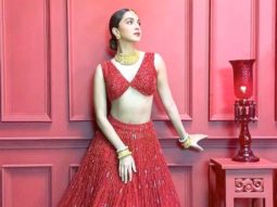 Kiara Advani looks fiery hot in red lehenga with a statement blouse
