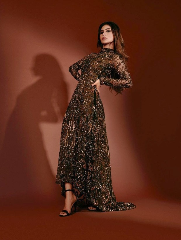 Mouni Roy looks gorgeous in bodycon embellished gown for promotions of her song 