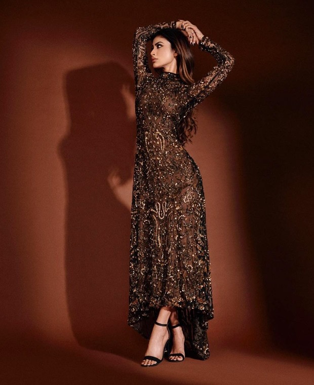 Mouni Roy looks gorgeous in bodycon embellished gown for promotions of her song 
