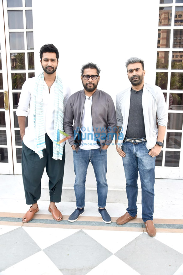 Photos: Vicky Kaushal, Shoojit Sircar and Ronnie Lahiri snapped promoting Sardar Udham at Imperial Hotel in New Delhi