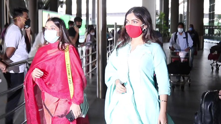Spotted: Bhumi Pednekar in red dress at Mumbai Airport