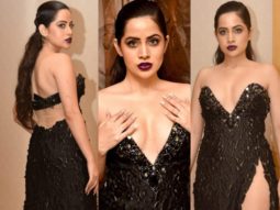 Urfi Javed goes bold at Filmfare Middle East Awards 2021, dons plunging neckline and thigh-high slit black gown