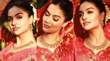 Bigg Boss OTT winner Divya Agarwal stuns in Maharashtrian look, dons a red saree for Dhanteras