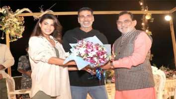 Jacqueline Fernandez, Akshay Kumar meet Administrator Praful Patel as they shoot for Ram Setu in Daman