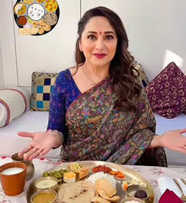 Madhuri Dixit enjoys a sumptuous Guajarati thali and does a happy dance!