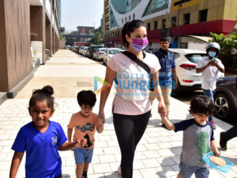 Photos: Sunny Leone snapped in Andheri with her kids