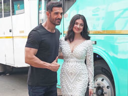 Spotted: John Abraham and Divya Khosla Kumar promoting Satyameva Jayante 2 on the Kapil Sharma Show set