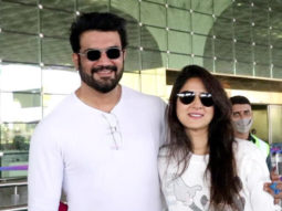 Spotted: Sharad Kelkar with his wife at Mumbai Airport