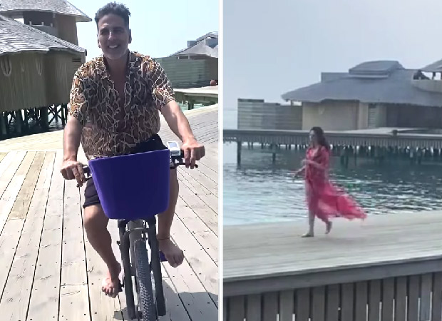 Akshay Kumar goes cycling; Twinkle Khanna goes for a walk during their Maldives vacation 