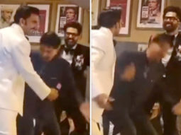 K. Srikkanth shakes a leg with Ranveer Singh and Harrdy Sandhu during the premiere of 83