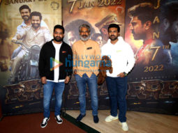 Photos: Jr NTR, Ram Charan and S.S Rajamouli snapped during the promotions of RRR in Andheri