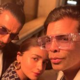 Karan Johar, Ranveer Singh, and Alia Bhatt get all decked up for a night out in Delhi amid the shoot of Rocky Aur Rani Ki Prem Kahani