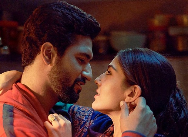 Sara Ali Khan and Vicky Kaushal share a romantic still from their film as they wrap up the shoot of Laxman Utekar's directorial