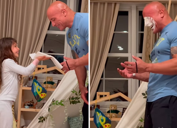 Dwayne Johnson's daughters leave the internet in splits as they prank their dad with a face full of toothpaste and shaving cream Dwayne Johnson's daughters leave the internet in splits as they prank their dad with a face full of toothpaste and shaving cream