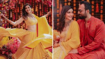 Karishma Tanna looks radiant in a yellow bandhani lehenga at her Mehendi ceremony
