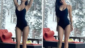 Mouni Roy raises temperature in a black monokini with snow-capped hills in the backdrop