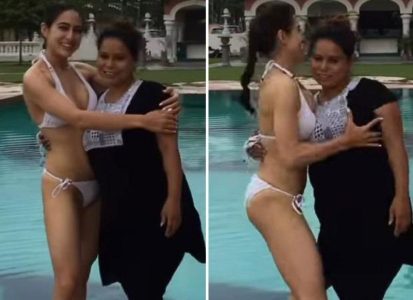 Zara Khan Sex Videos - Sara Ali Khan dons white bikini in a new video; pushes her spot girl into  the swimming pool : Bollywood News - Bollywood Hungama