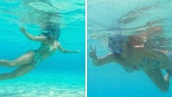 Sunny Leone wears a printed bikini for a round of snorkeling with husband Daniel Weber