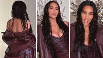 Amid feud with ex-husband Kanye West, Kim Kardashian slays in sexy maroon leather ensemble