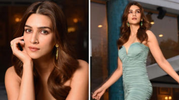 Bachchhan Paandey star Kriti Sanon makes a sexy statement in sage ruched sweetheart neckline bodycon which is a perfect summer party number